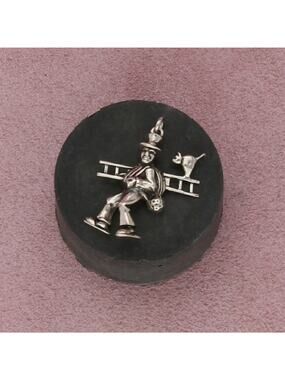 sterling silver vintage chimney sweep good luck charm pendant